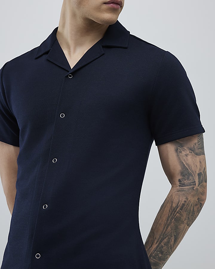 Navy Muscle Fit Shirt
