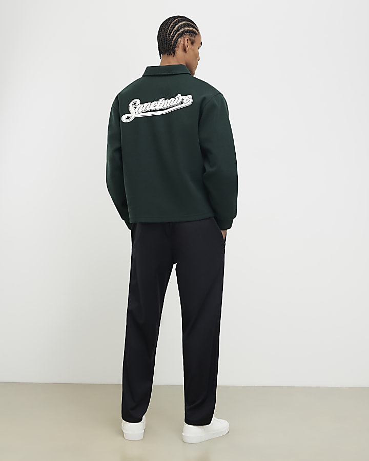 Black Straight Fit Elasticated Trousers