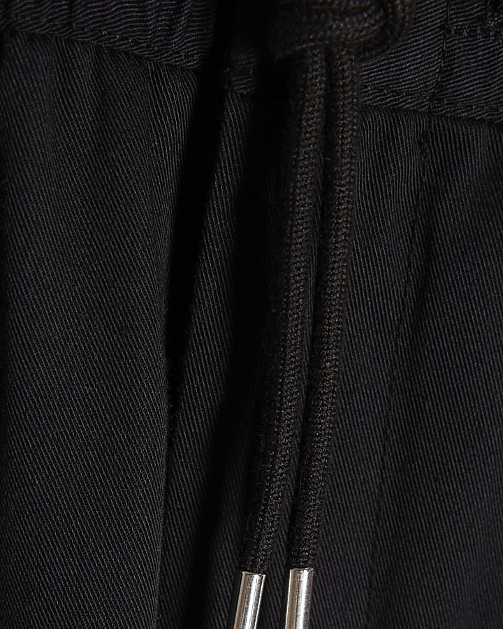 Black Straight Fit Elasticated Trousers