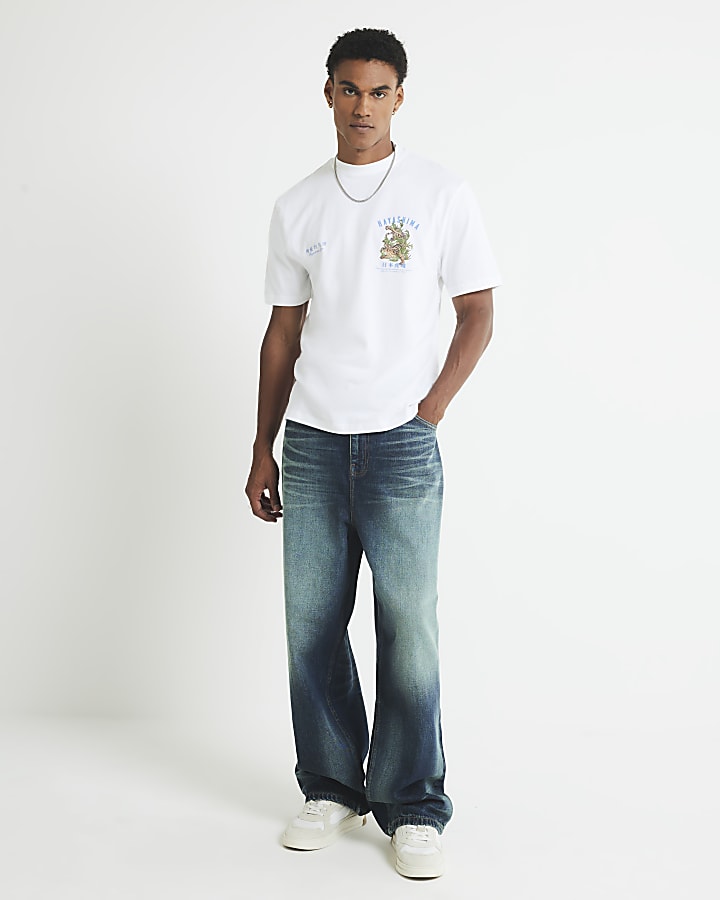 White Regular Fit Hayashima Graphic T-Shirt