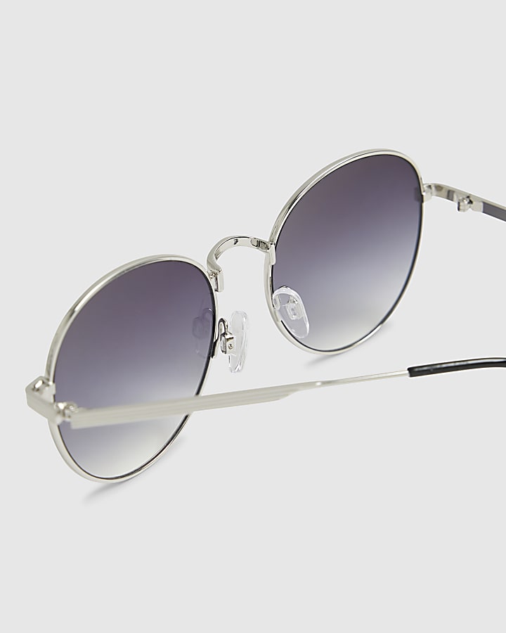 Silver Round Smoke Lens Sunglasses