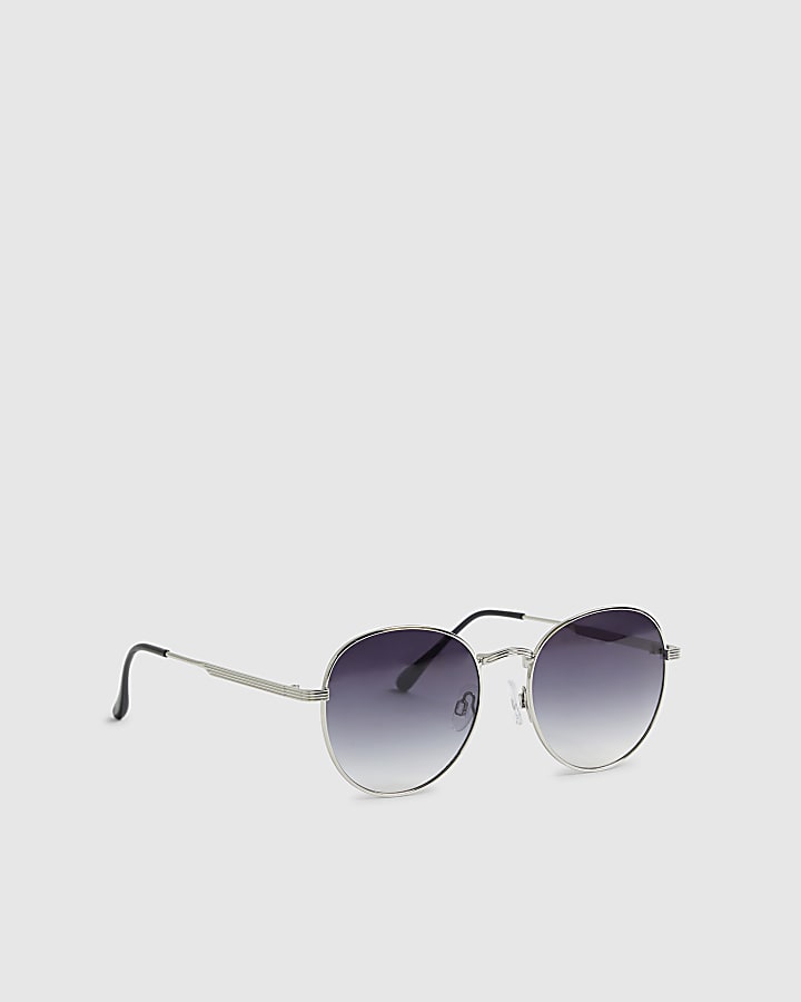 Silver Round Smoke Lens Sunglasses