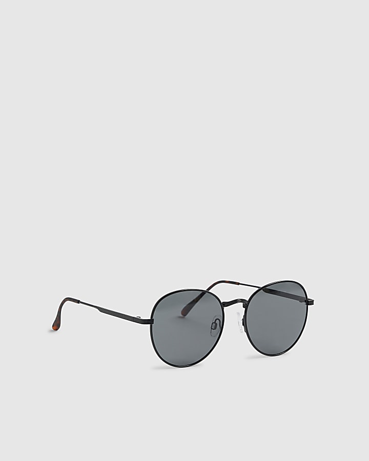 Black Round Tortoise Arms Sunglasses