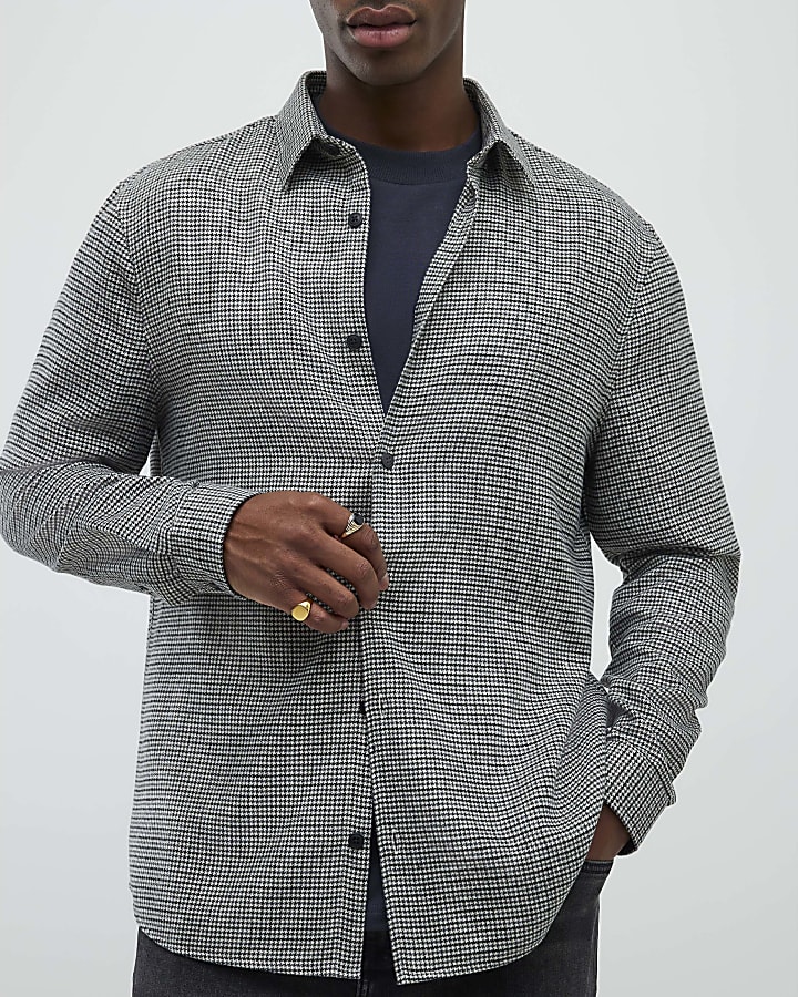 Brown Regular FIt Micro Check Shirt