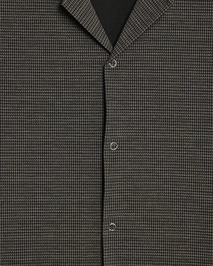 Brown Muscle Fit Pupstooth Shirt