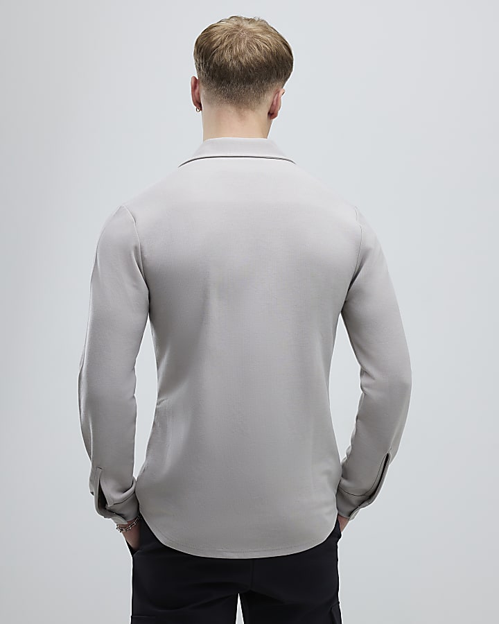 Beige Muscle Fit Shirt
