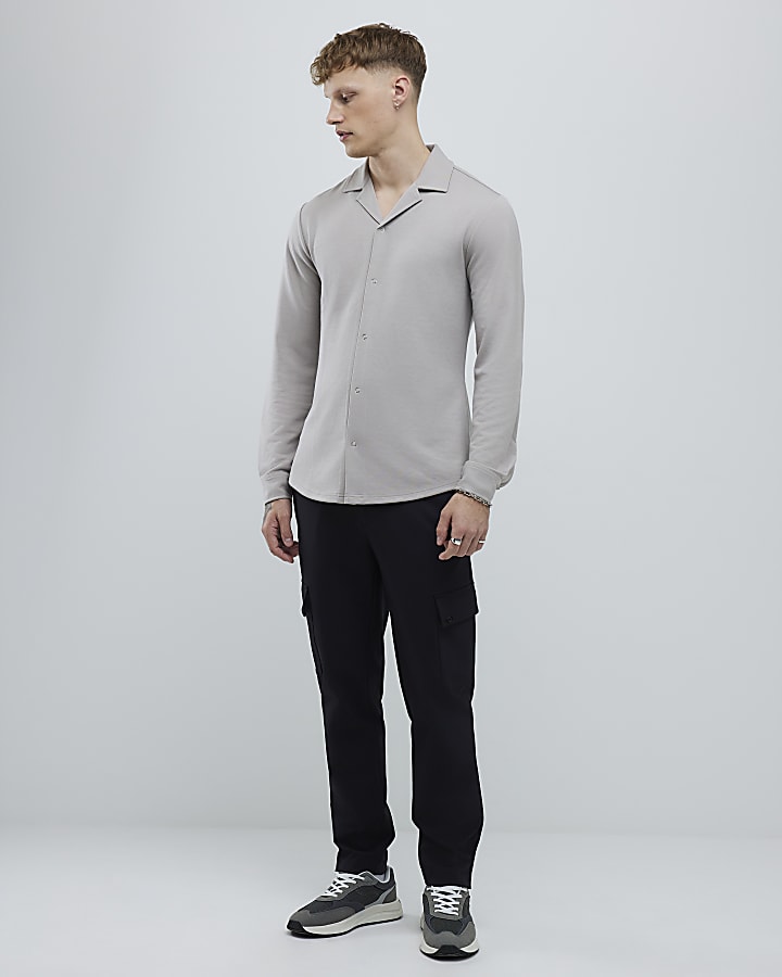 Beige Muscle Fit Shirt