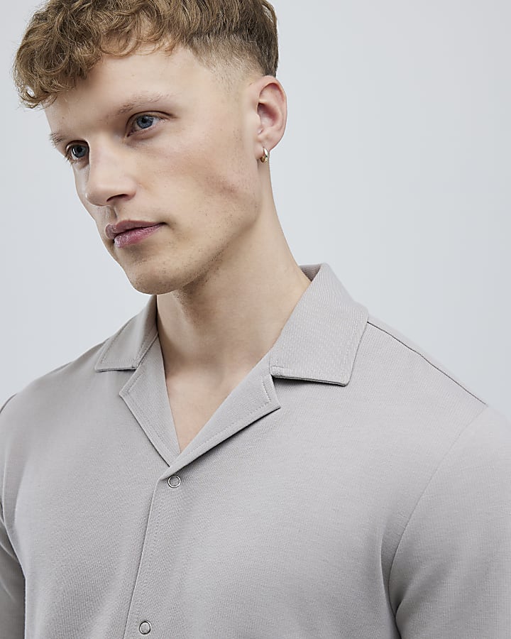 Beige Muscle Fit Shirt