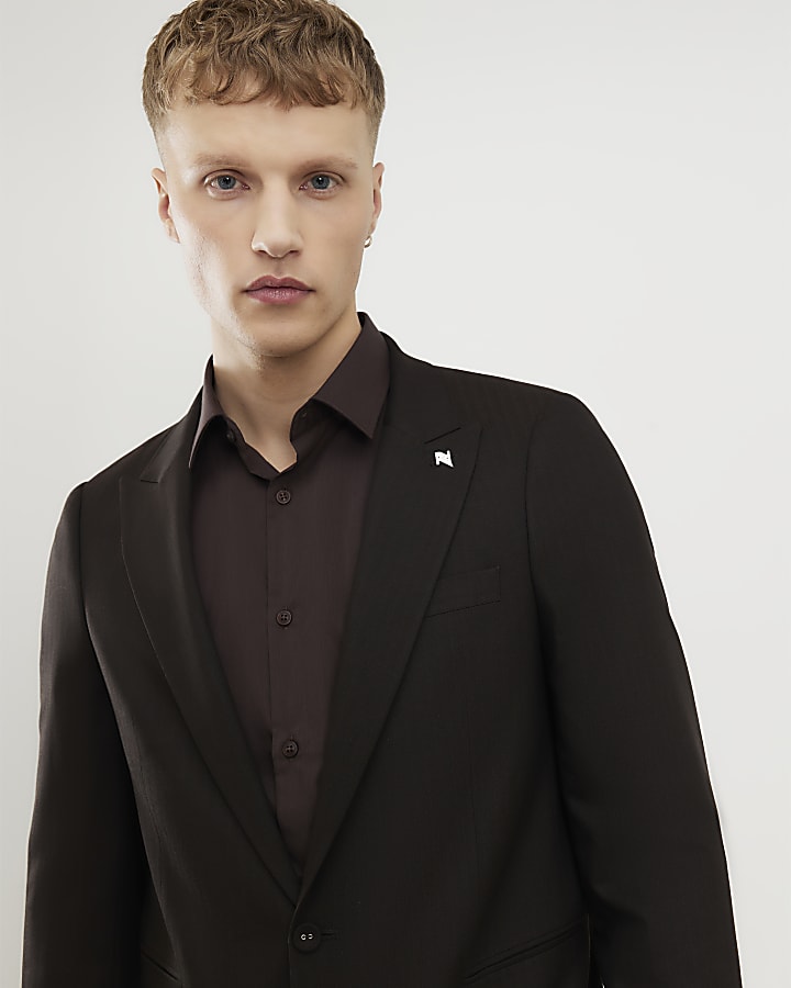 Brown Slim Fit Suit Jacket