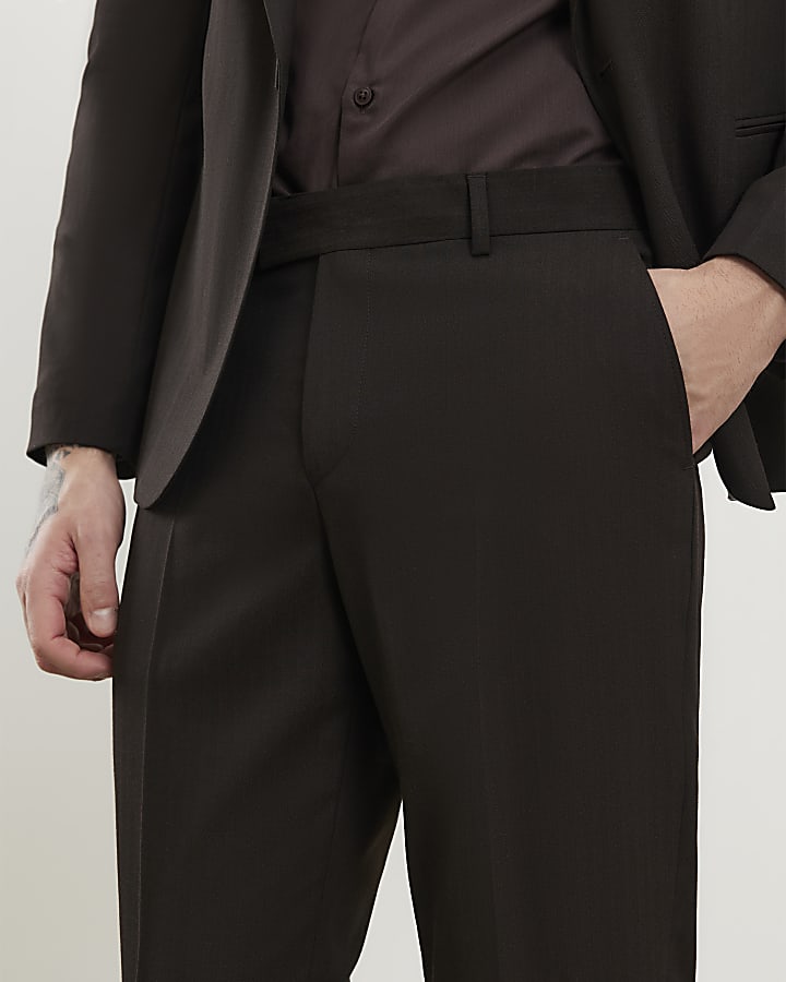 Brown Slim Fit Suit Trousers