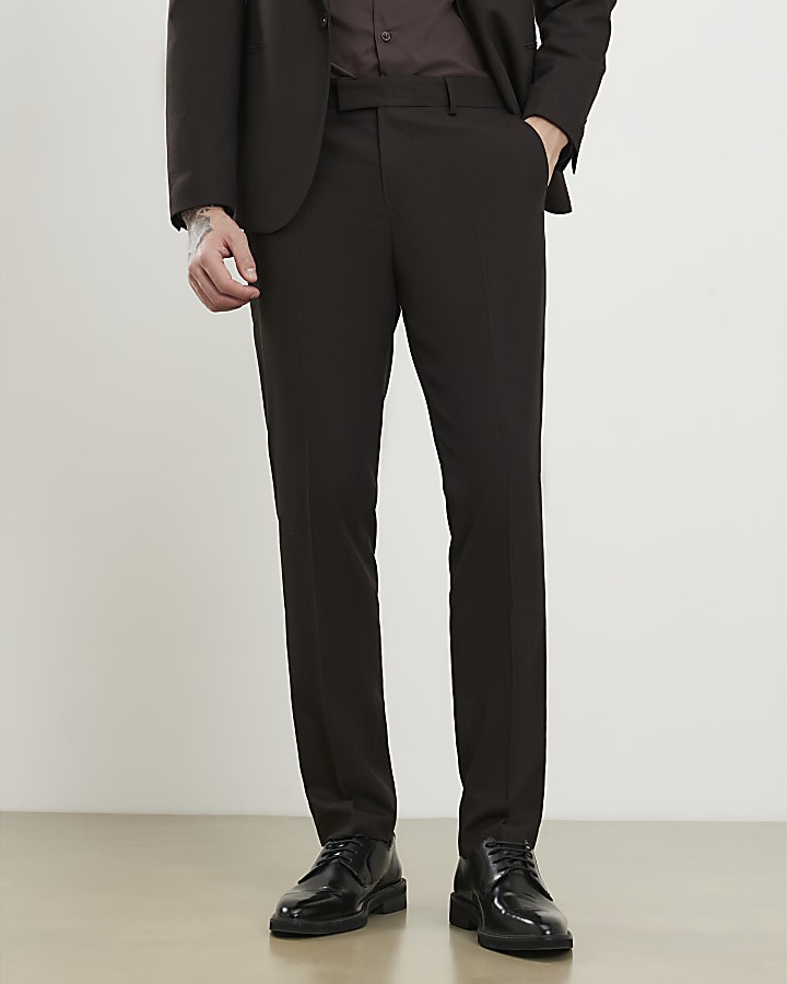 Brown Slim Fit Suit Trousers