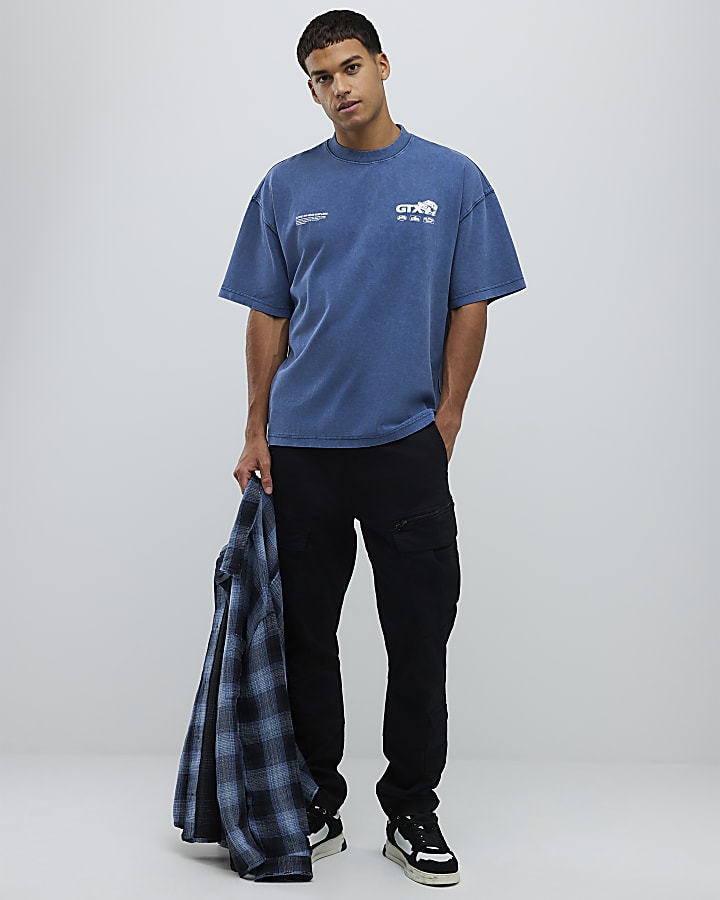Blue Oversized Fit Racer T-Shirt