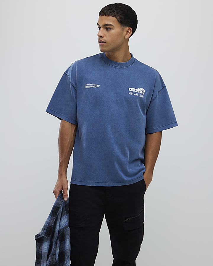 Blue Oversized Fit Racer T-Shirt