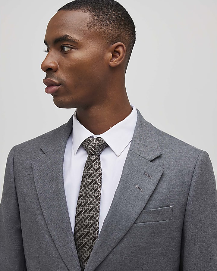 Grey Skinny Fit Suit Jacket