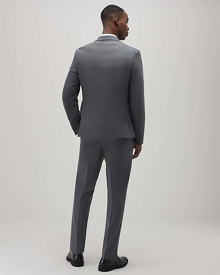 Grey Plain Skinny Suit Trouser