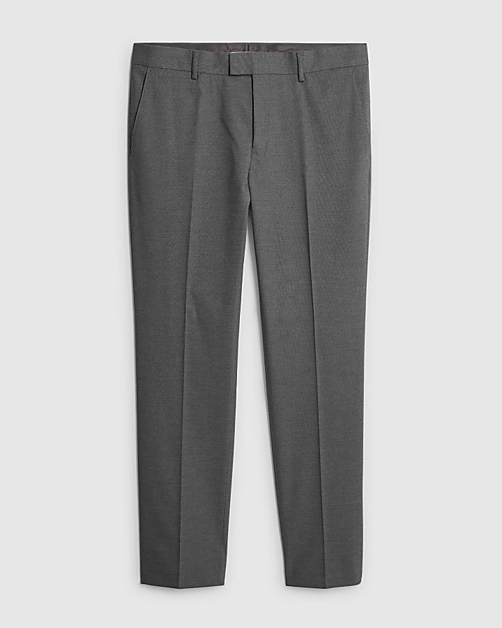 Grey Plain Skinny Suit Trouser