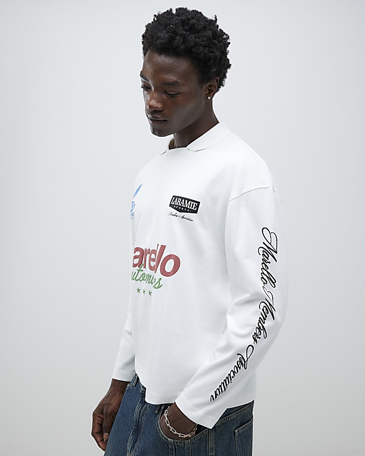 White Marello Long Sleeve Football Top