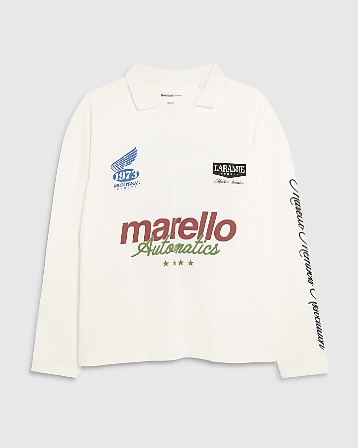 White Marello Long Sleeve Football Top