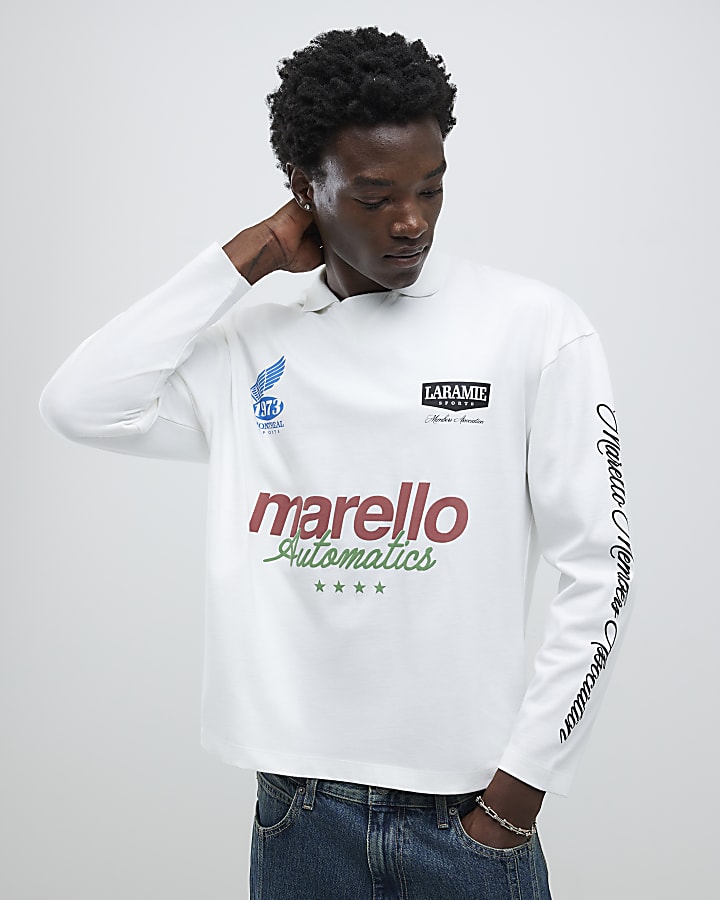 White Marello Long Sleeve Football Top
