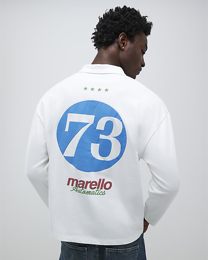 White Marello Long Sleeve Football Top