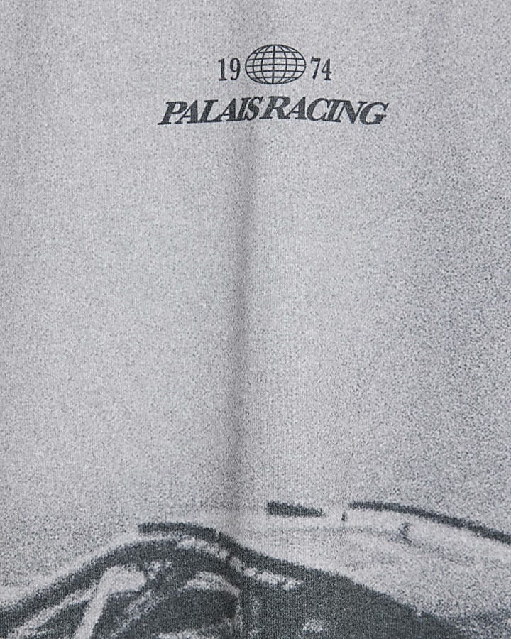 Grey Boxy Fit Palais Racing T-Shirt