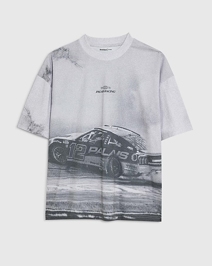 Grey Boxy Fit Palais Racing T-Shirt