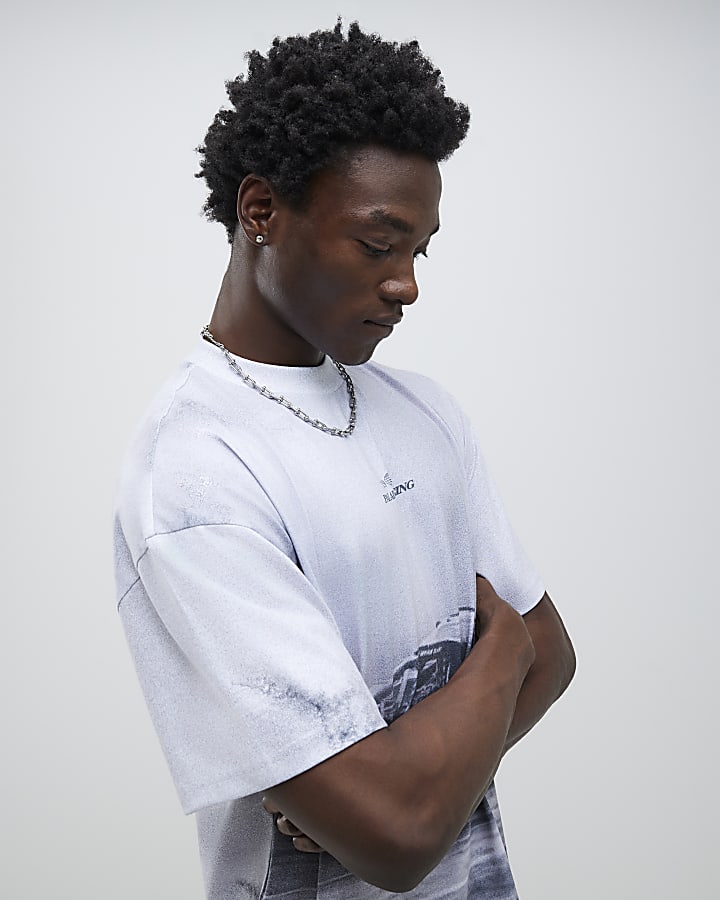 Grey Boxy Fit Palais Racing T-Shirt