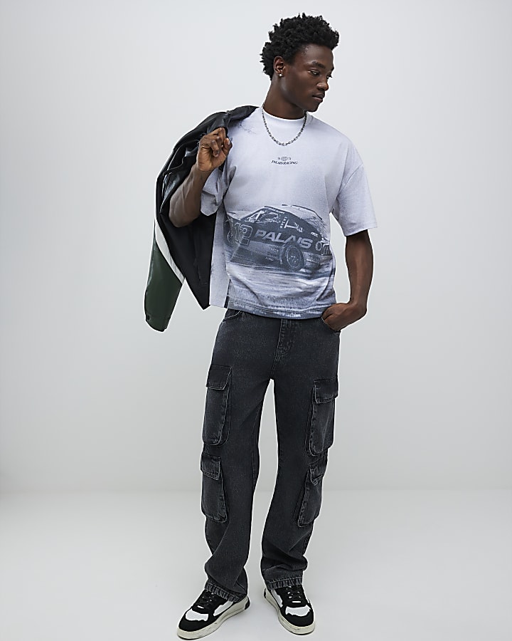 Grey Boxy Fit Palais Racing T-Shirt