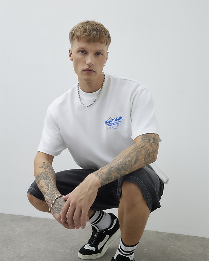 White Oversized Fit Sanctuaire T-Shirt
