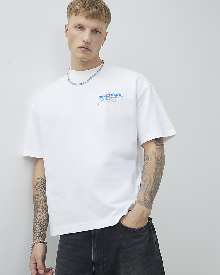 White Oversized Fit Sanctuaire T-Shirt