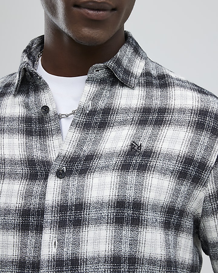 White Regular Fit Check Shirt