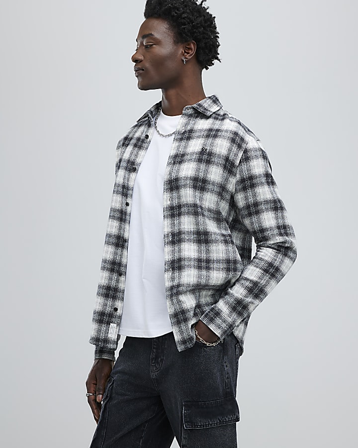 White Regular Fit Check Shirt