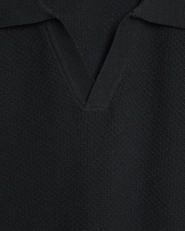Black Regular Fit Open Collar Jumper