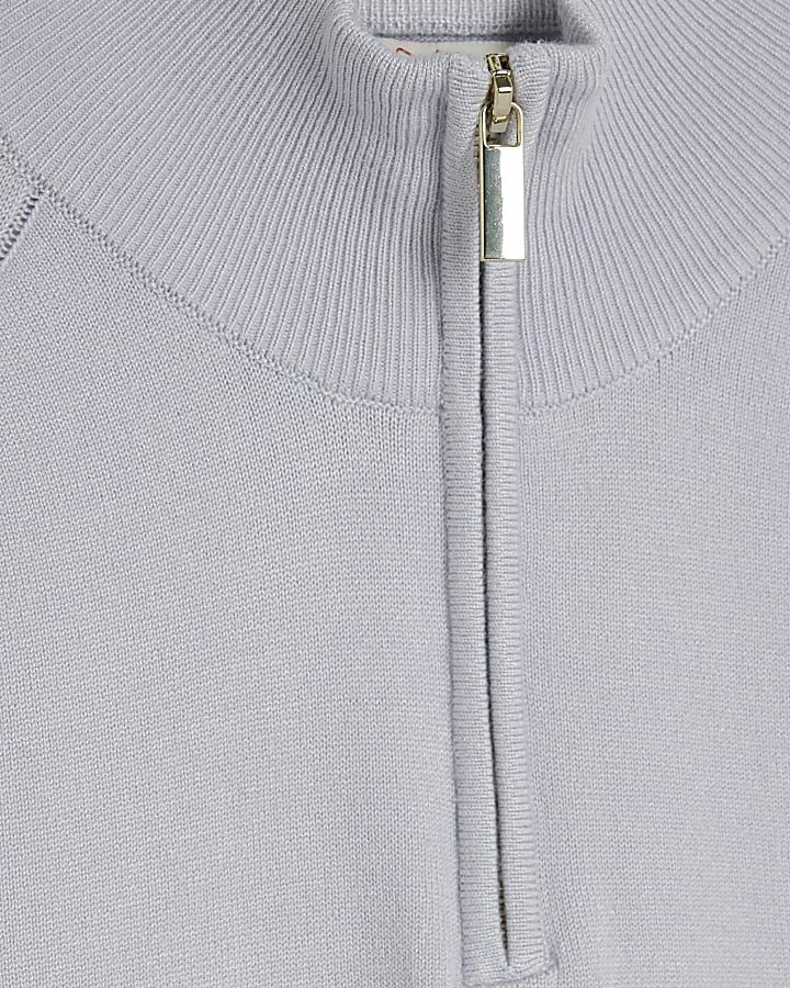 Blue Slim Fit Half Zip Jumpers