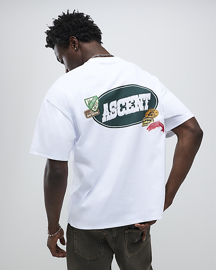 White Oversized Fit Alpine Badging T-Shirt