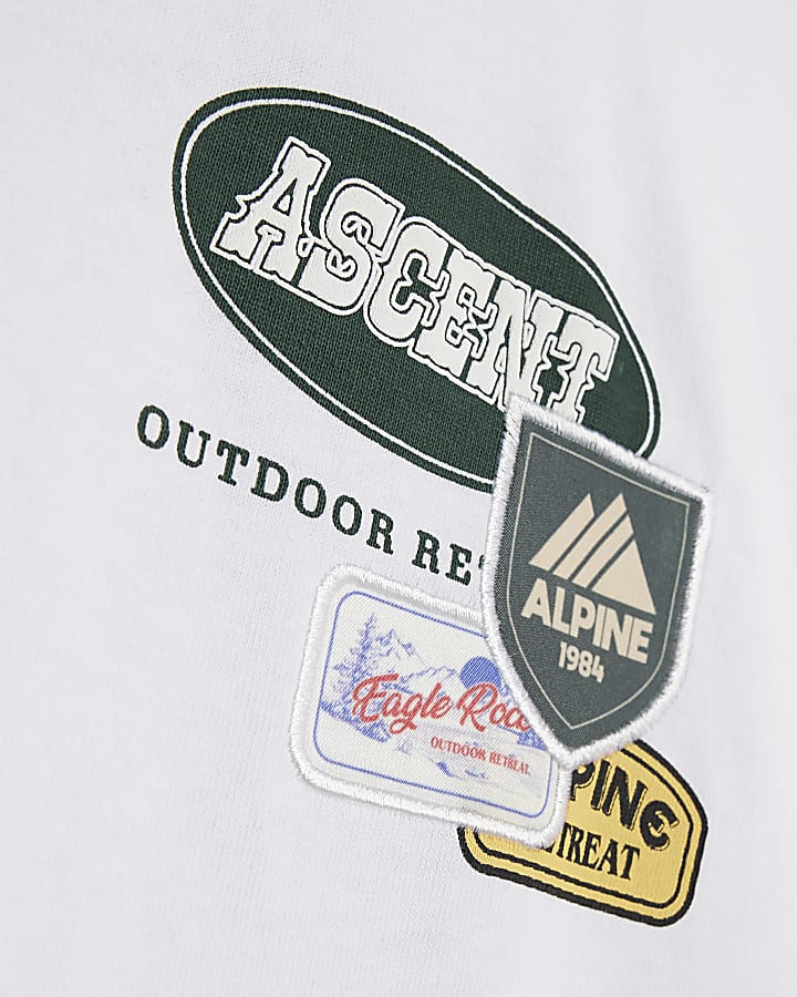 White Oversized Fit Alpine Badging T-Shirt