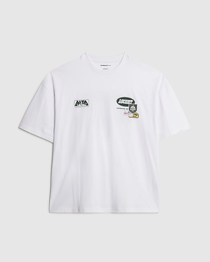 White Oversized Fit Alpine Badging T-Shirt