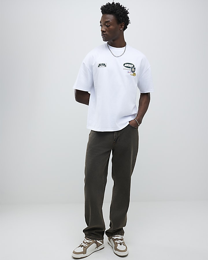 White Oversized Fit Alpine Badging T-Shirt