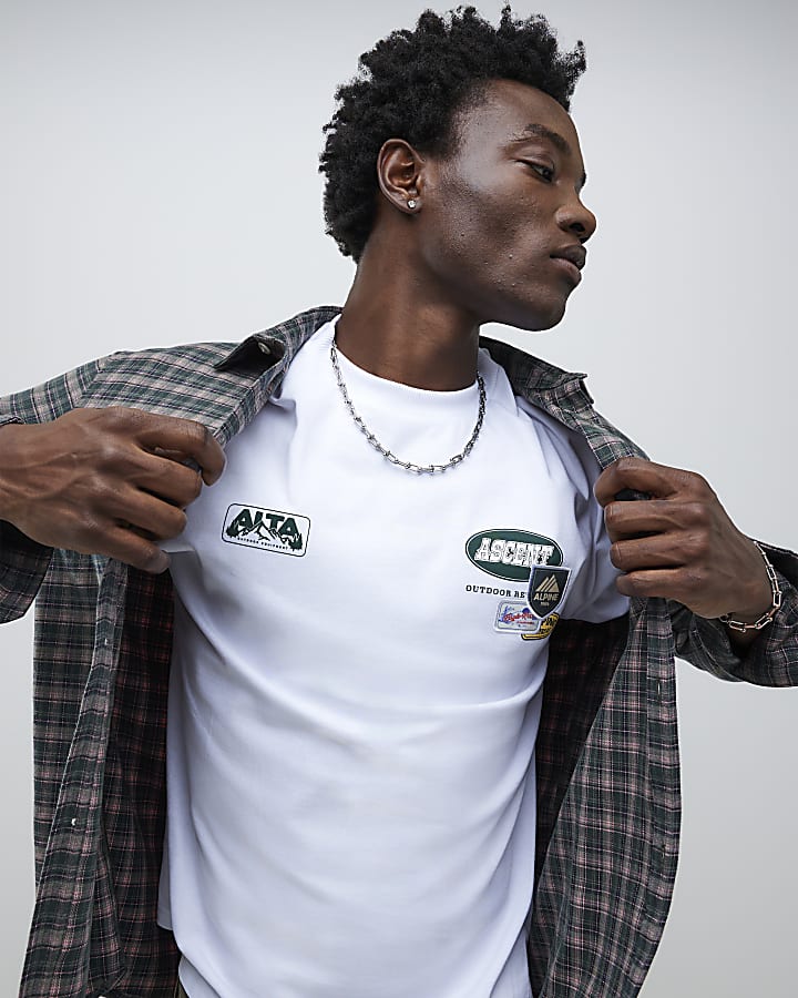 White Oversized Fit Alpine Badging T-Shirt