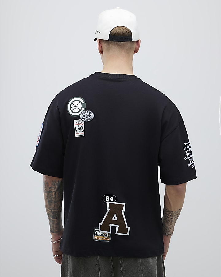 Black Boxy Fit Americana Badge T-Shirt