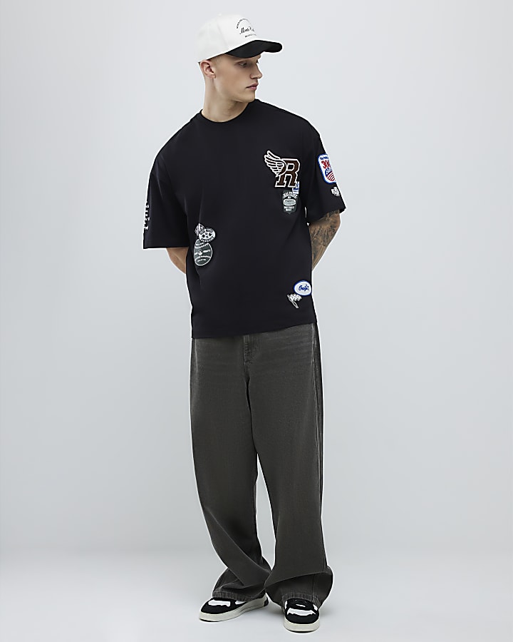 Black Boxy Fit Americana Badge T-Shirt