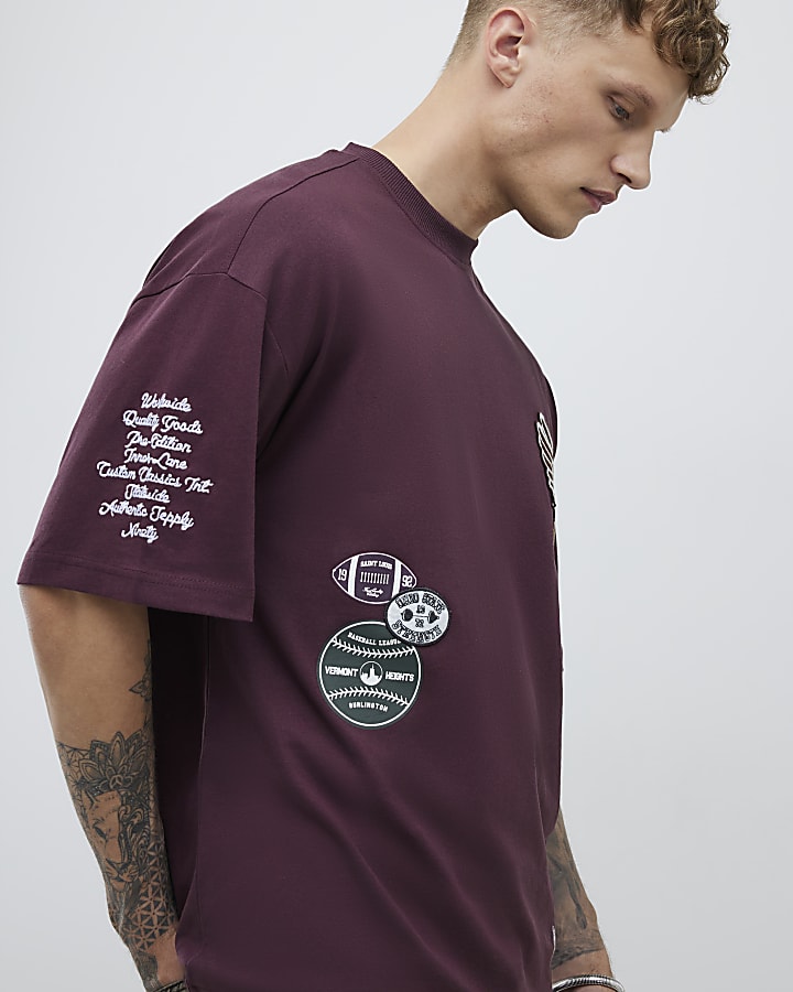 Red Boxy Fit Americana Badge T-Shirt