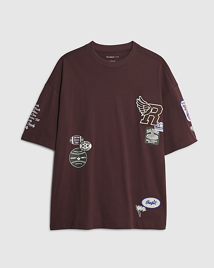 Red Boxy Fit Americana Badge T-Shirt