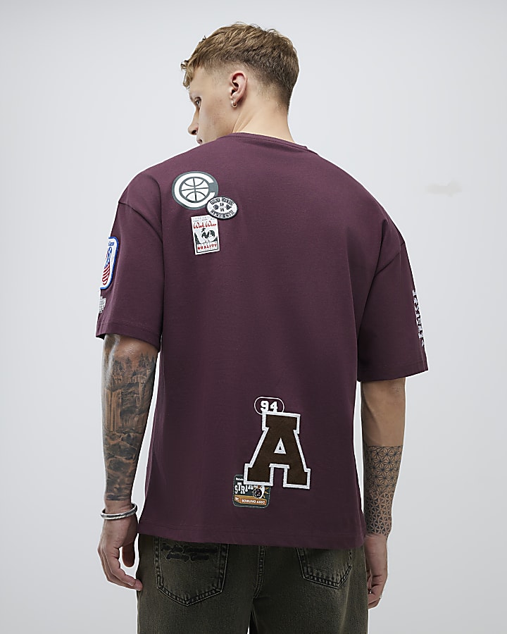 Red Boxy Fit Americana Badge T-Shirt