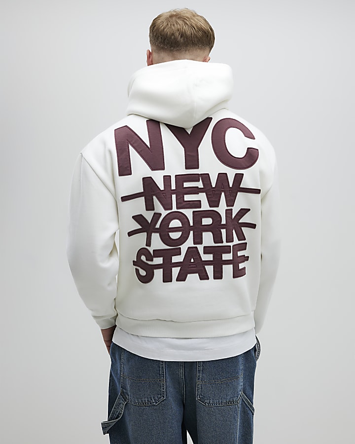 Cream Oversized Fit NYC Hoodie