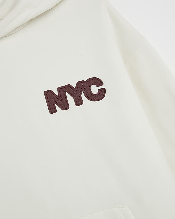 Cream Oversized Fit NYC Hoodie