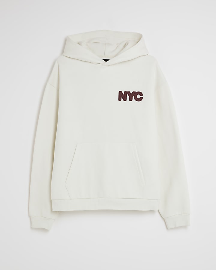 Cream Oversized Fit NYC Hoodie