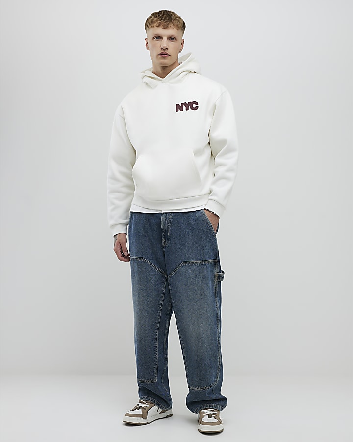 Cream Oversized Fit NYC Hoodie
