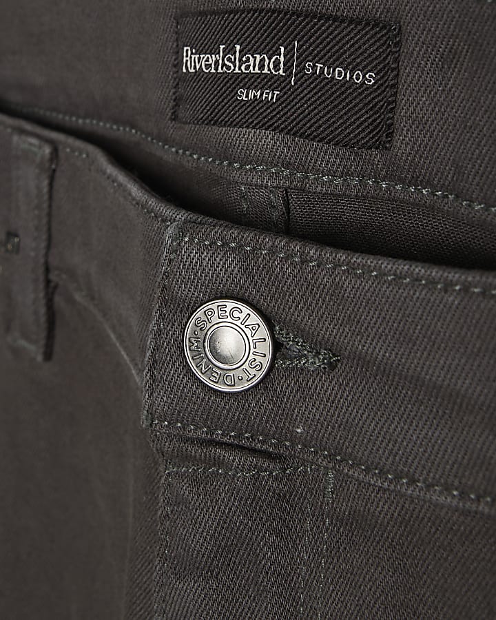 Grey Slim Fit Washed Jeans