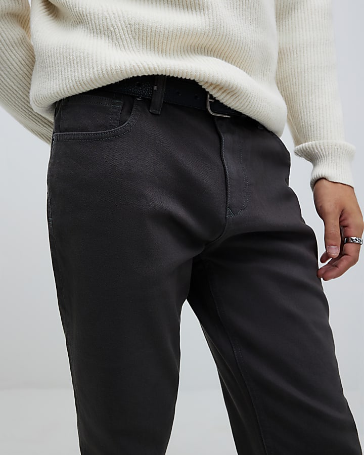 Grey Slim Fit Washed Jeans